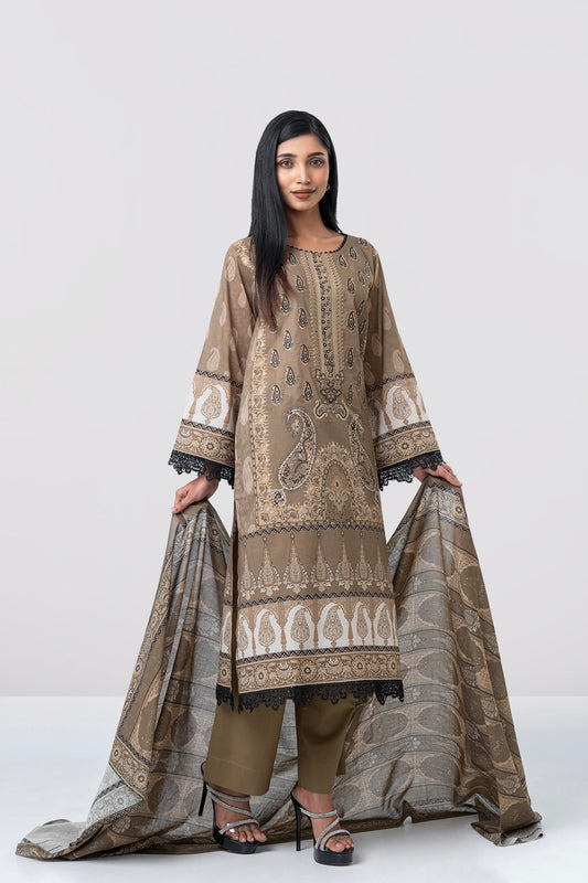 Relaxed Fit Digital Printed Three-Piece Lawn