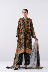 Relaxed Fit Digital Printed Three-Piece Lawn with Chiffon Dupatta