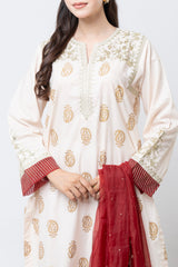 Smart Fit Embroidered Two-Piece Lawn with Organza Dupatta