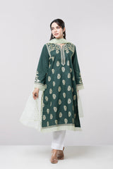 Smart Fit Embroidered Two-Piece Lawn with Organza Dupatta