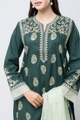 Smart Fit Embroidered Two-Piece Lawn with Organza Dupatta