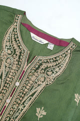 Relaxed Fit Embroidered Jacquard Three-Piece Lawn with Silk Dupatta