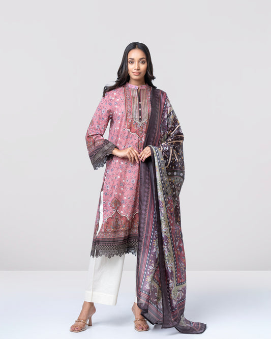 Smart Fit Printed Two-Piece Lawn with Silk Dupatta