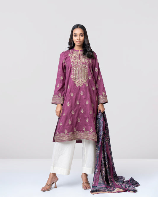 Smart Fit Printed Two-Piece Lawn with Silk Dupatta