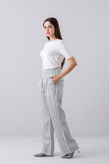 Wide-Leg Textured Stripe Pant