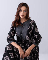Contrast Printed Long Dress – Mystika