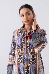 Relaxed Fit Printed Three-Piece Lawn with Chiffon Dupatta