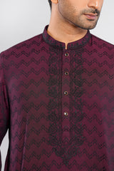 Regular Fit Semi-Formal Jacquard Panjabi