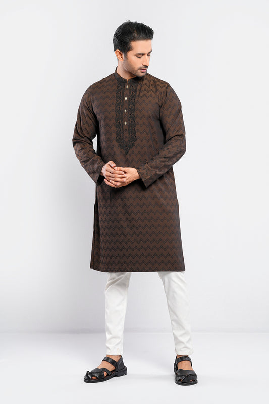 Regular Fit Semi-Formal Jacquard Panjabi