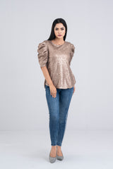 Sequin-Embroidered Fashion Top - Bling