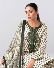 Relaxed Fit Printed Three-Piece Lawn