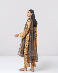 Relaxed Fit Embroidered Three-Piece Lawn with Organza Dupatta