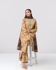 Relaxed Fit Embroidered Three-Piece Lawn with Organza Dupatta