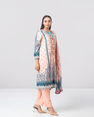 Smart-Fit Embroidered Three-Piece Lawn with Chiffon Dupatta