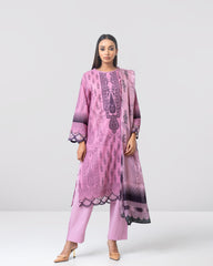 Smart Fit Embroidered Three-Piece Lawn with Silk Dupatta