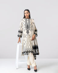 Smart Fit Embroidered Three-Piece Lawn with Silk Dupatta