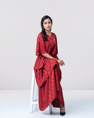 Tiered Jacquard Long Dress