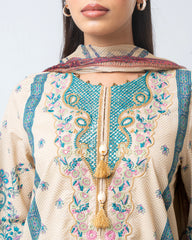 Smart-Fit Embroidered Three-Piece Lawn with Chiffon Dupatta