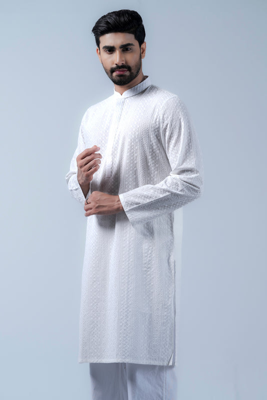 Regular Fit Cotton Semi-Formal Panjabi