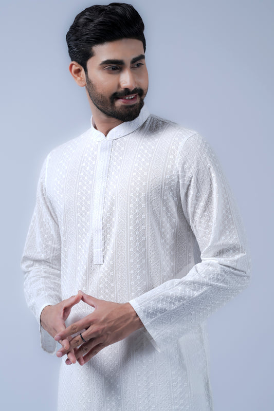 Regular Fit Cotton Semi-Formal Panjabi