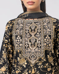 Relaxed Fit Embroidered Three-Piece Lawn with Organza Dupatta