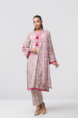 Smart Fit Printed Three-Piece Lawn with Chiffon Dupatta