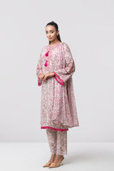 Smart Fit Printed Three-Piece Lawn with Chiffon Dupatta