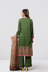 Relaxed Fit Embroidered Jacquard Three-Piece Lawn with Silk Dupatta