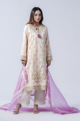 Smart Fit Three-Piece Formal Lawn with Muslin Dupatta