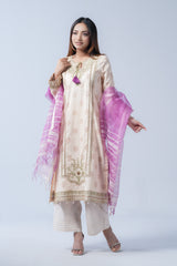 Smart Fit Three-Piece Formal Lawn with Muslin Dupatta