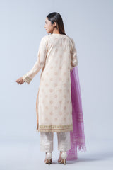 Smart Fit Three-Piece Formal Lawn with Muslin Dupatta