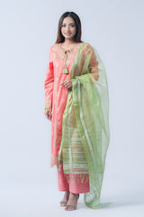 Smart Fit Three-Piece Formal Lawn with Muslin Dupatta