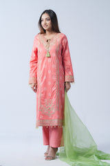 Smart Fit Three-Piece Formal Lawn with Muslin Dupatta