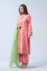 Smart Fit Three-Piece Formal Lawn with Muslin Dupatta