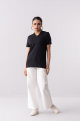 Wide-Leg Cargo Style Twill Pants