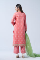 Smart Fit Three-Piece Formal Lawn with Muslin Dupatta