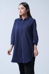 Short-Length Schiffli Fabric Relaxed Fit Ethnic Kurti