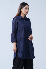 Short-Length Schiffli Fabric Relaxed Fit Ethnic Kurti