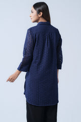 Short-Length Schiffli Fabric Relaxed Fit Ethnic Kurti