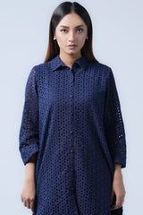 Short-Length Schiffli Fabric Relaxed Fit Ethnic Kurti