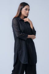 Short-Length Schiffli Fabric Relaxed Fit Ethnic Kurti