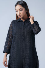 Short-Length Schiffli Fabric Relaxed Fit Ethnic Kurti