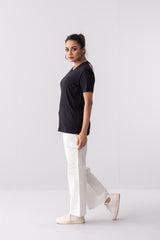 Wide-Leg Cargo Style Twill Pants