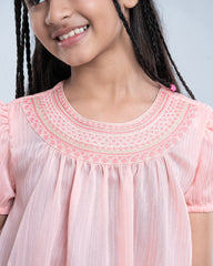 Princess Embroidered Smocked Fancy Ethnic Top (6-8 Years)