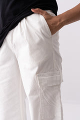 Wide-Leg Cargo Style Twill Pants