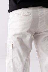 Wide-Leg Cargo Style Twill Pants