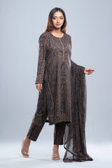 Relaxed Fit Digital Printed Three-Piece Lawn