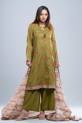 Smart Fit Embroidered Three-Piece Semi-Formal Lawn