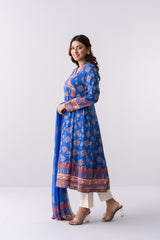 Ready-to-Wear Two-Piece Angrakha Flared Lawn with Chiffon Dupatta