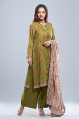 Smart Fit Embroidered Three-Piece Semi-Formal Lawn